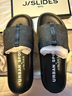J/SLIDES Black Rafina Sandals